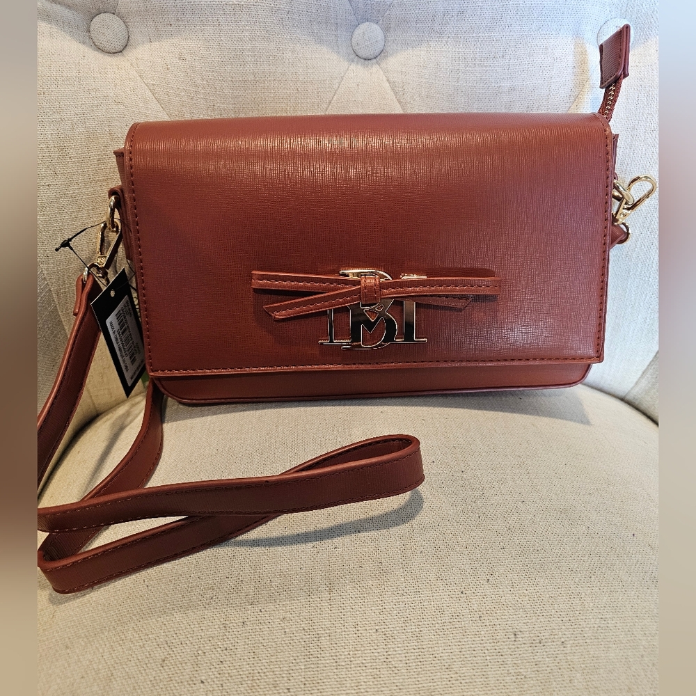 Badgley Mischka Brown Bow Crossbody Bag